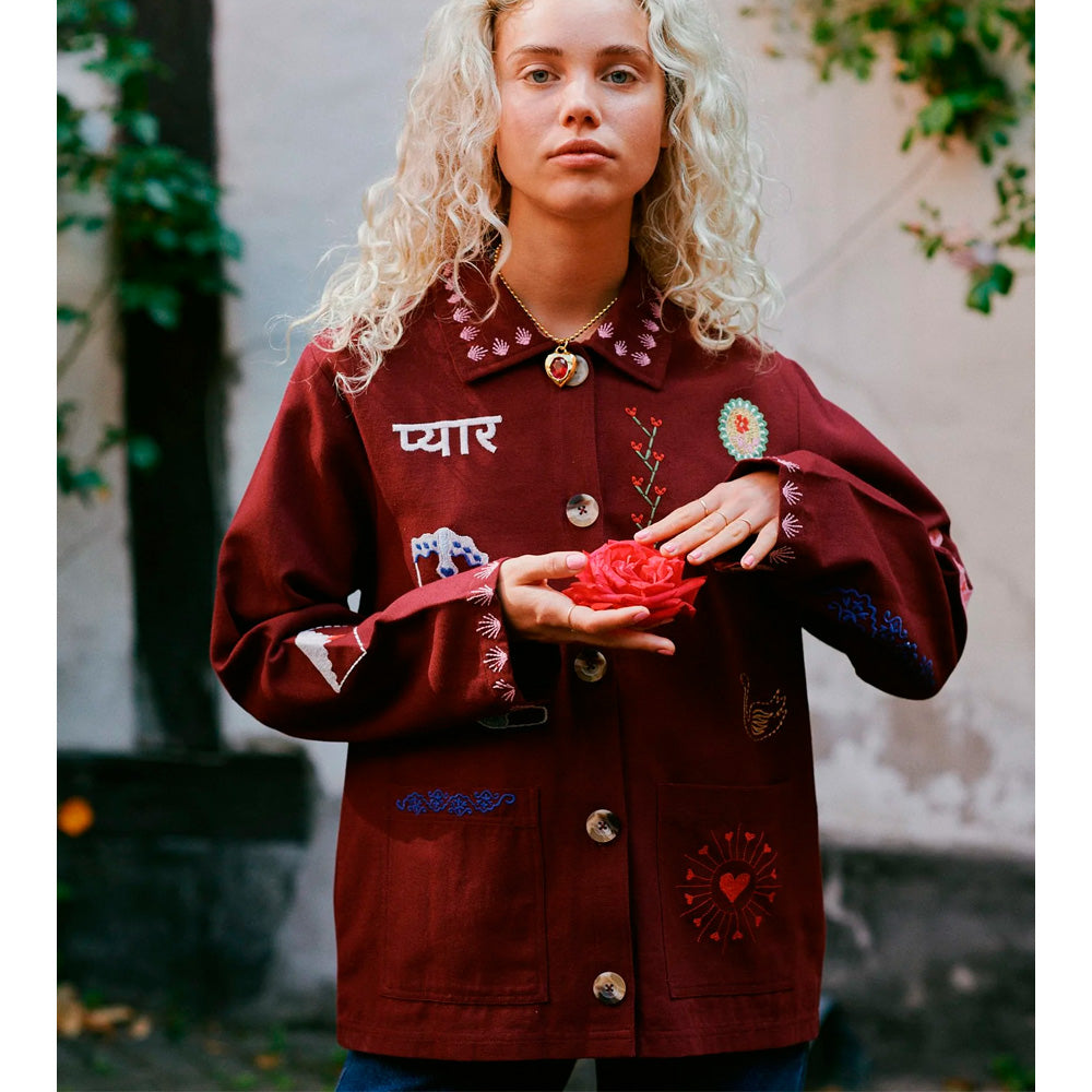 Sissel Edelbo My Jacket Burgundy Broderi