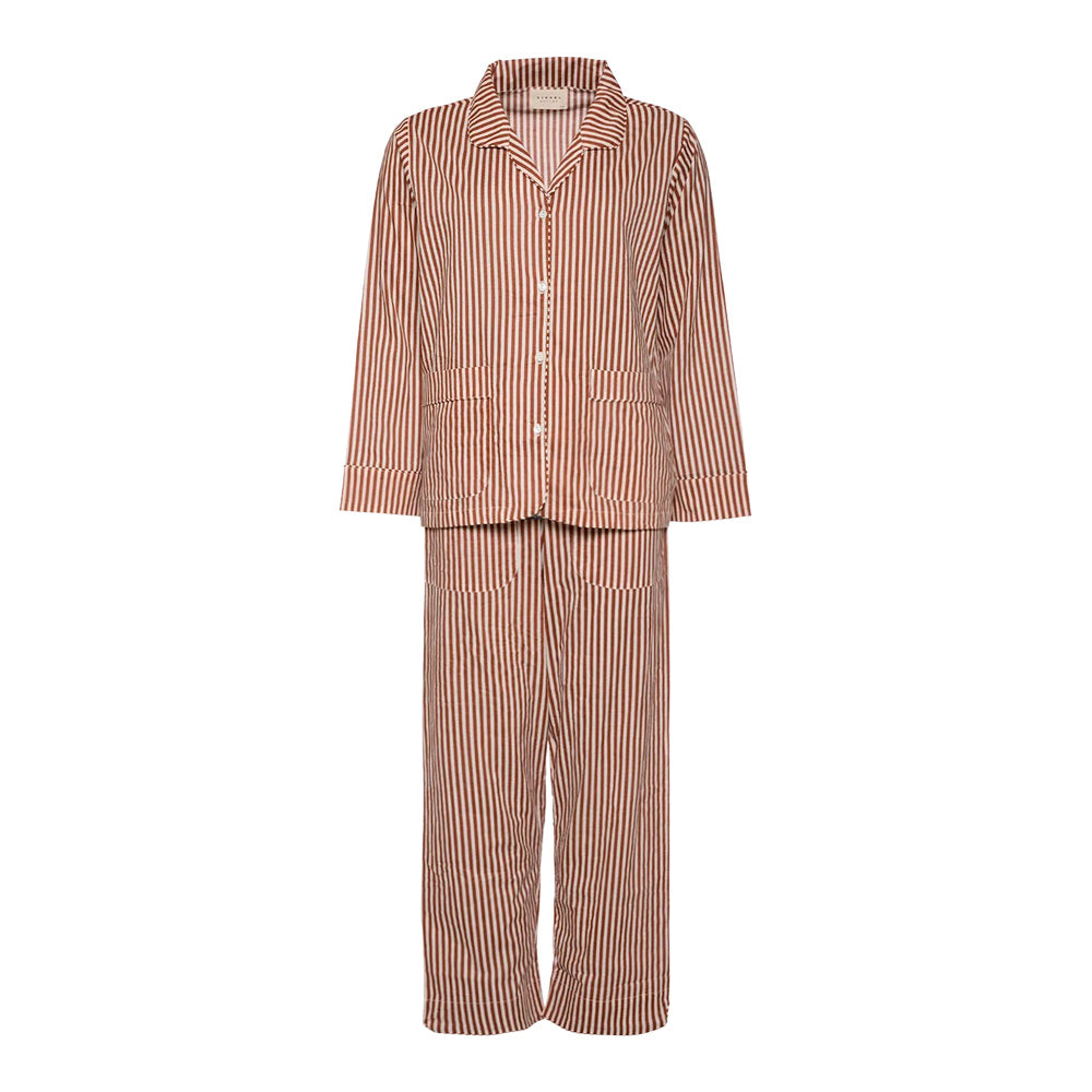 Sissel Edelbo Pyjamas Sæt Brune Striber