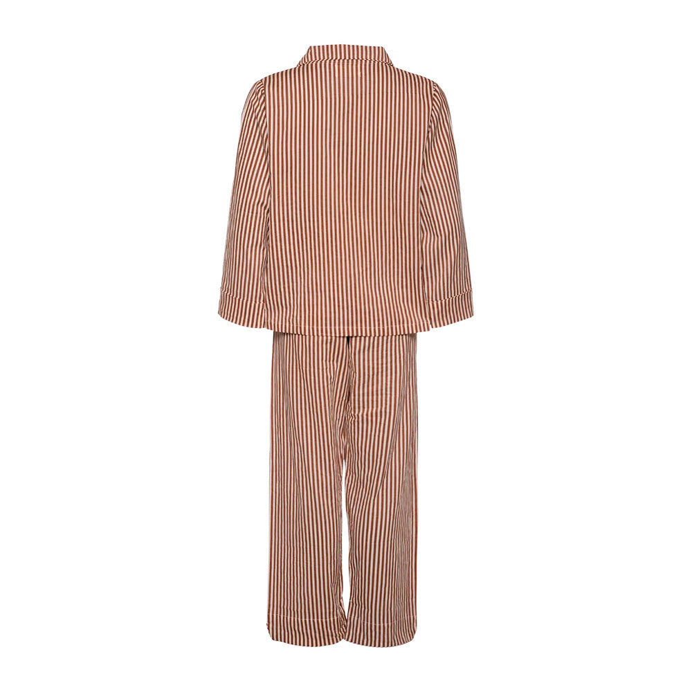 Sissel Edelbo Pyjamas Sæt Brune Striber