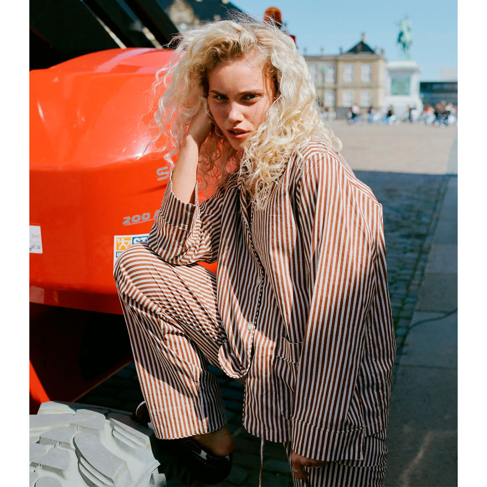 Sissel Edelbo Pyjamas Sæt Brune Striber