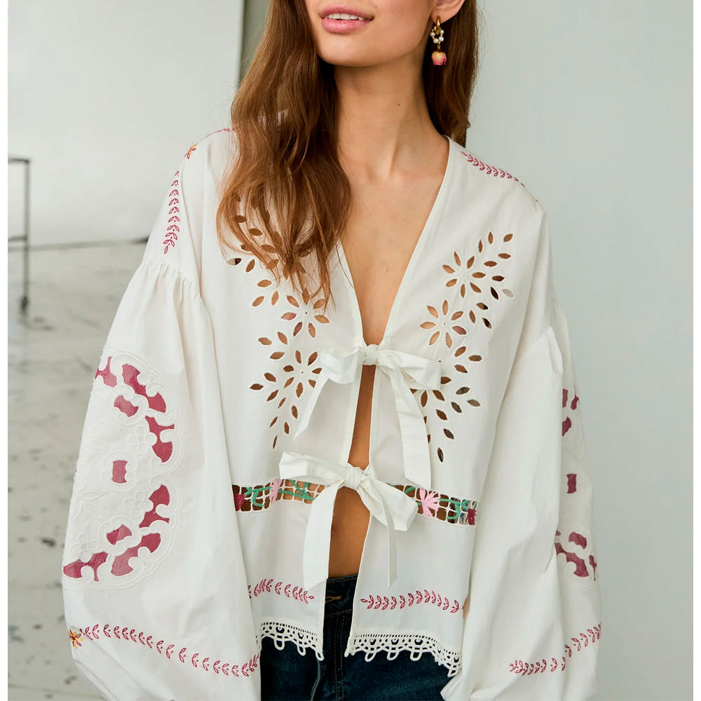 Sissel Edelbo Sissel Top Skjorte Hvid Bindebånd