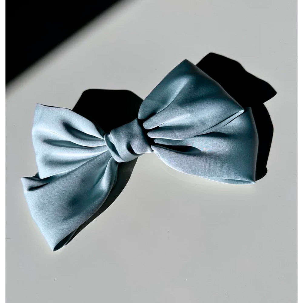 Solar Eclipse Hårklemme Sløjfe Hair Bow Barrette Mat Satin Blå