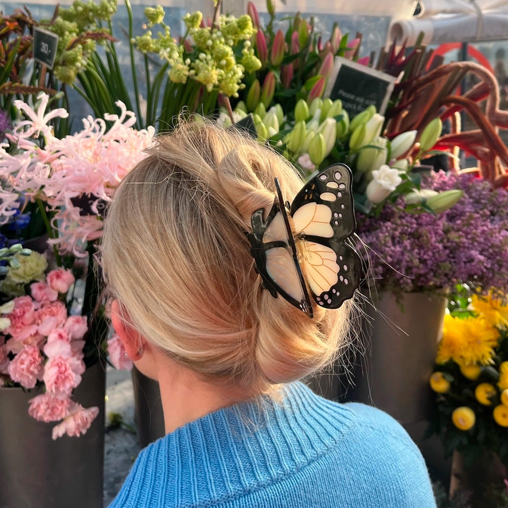 Solar Eclipse Hårklemme Sommerfugl Hvid