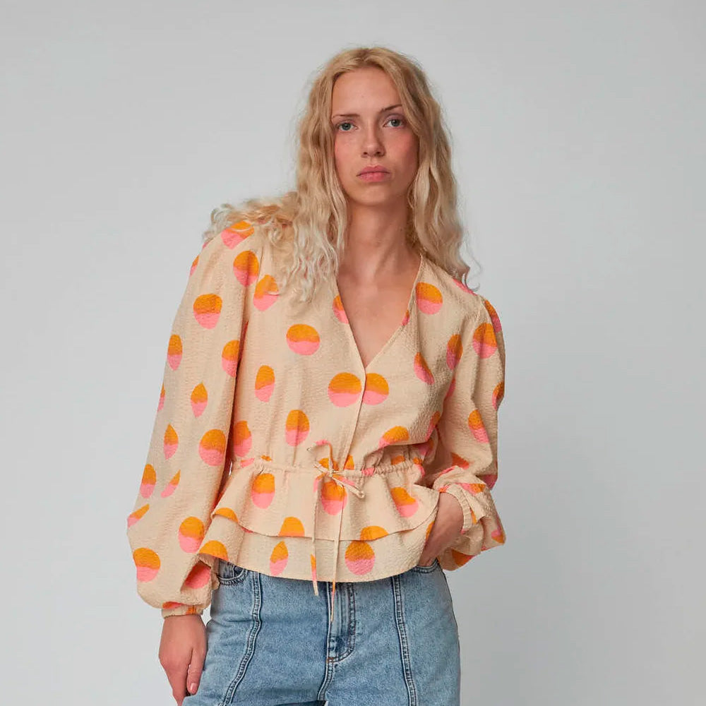 Stella Nova Big Dot Blouse Creme/Red Dots