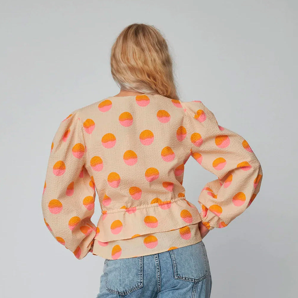 Stella Nova Big Dot Blouse Creme/Red Dots