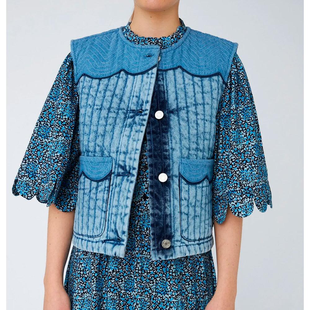 Stella Nova Denim Quiltet Vest Denim Blue