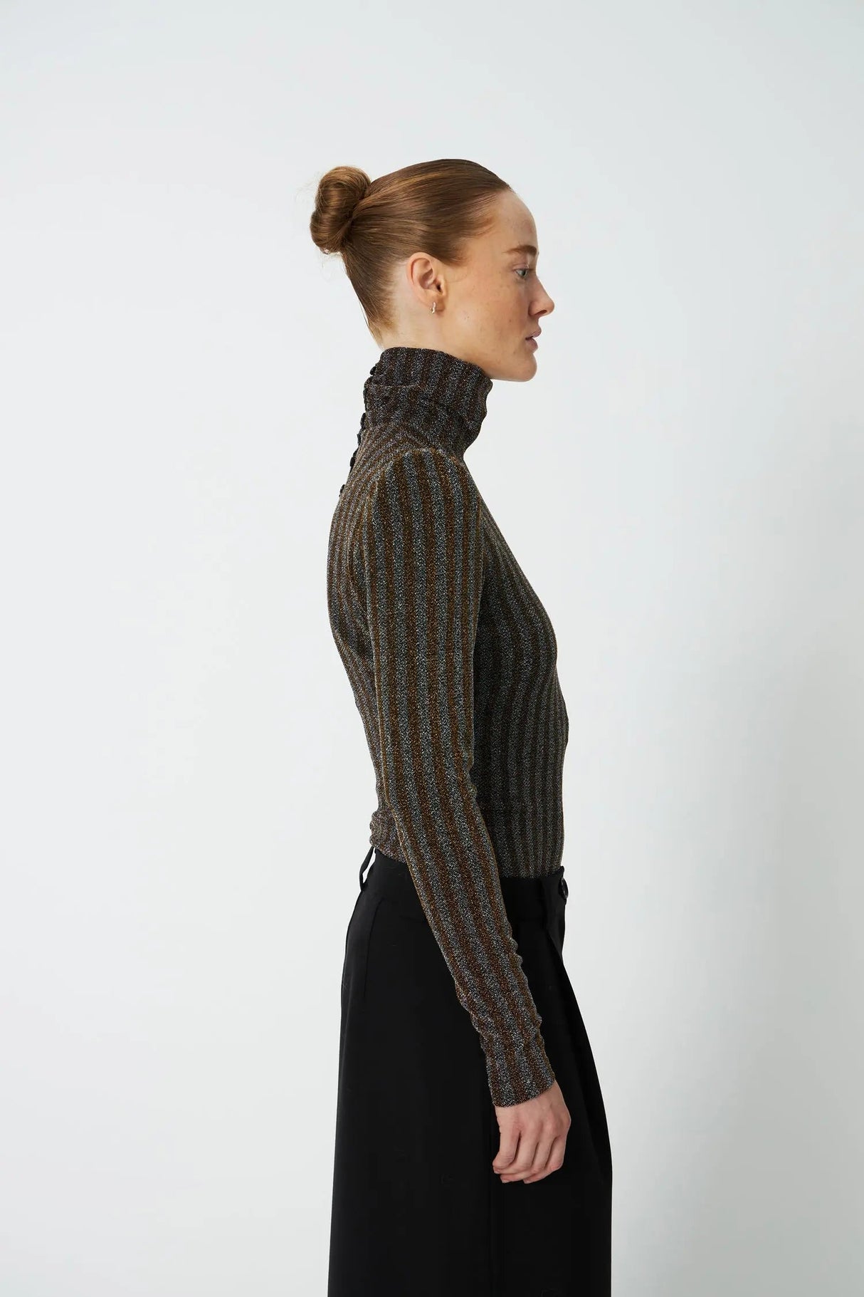 Stella Nova Striped Lurex Jersey bluse med pufærmer