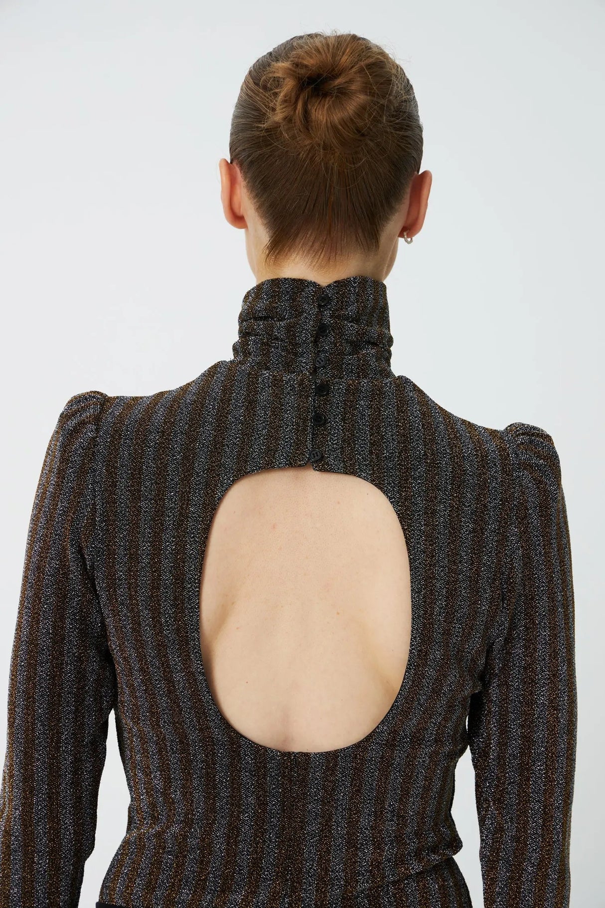 Stella Nova Striped Lurex Jersey bluse med åben ryg