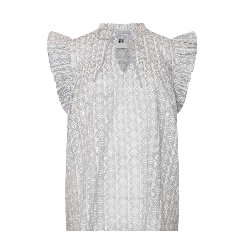 Tiffany Clothing Inola Top Lyseblå Broderi
