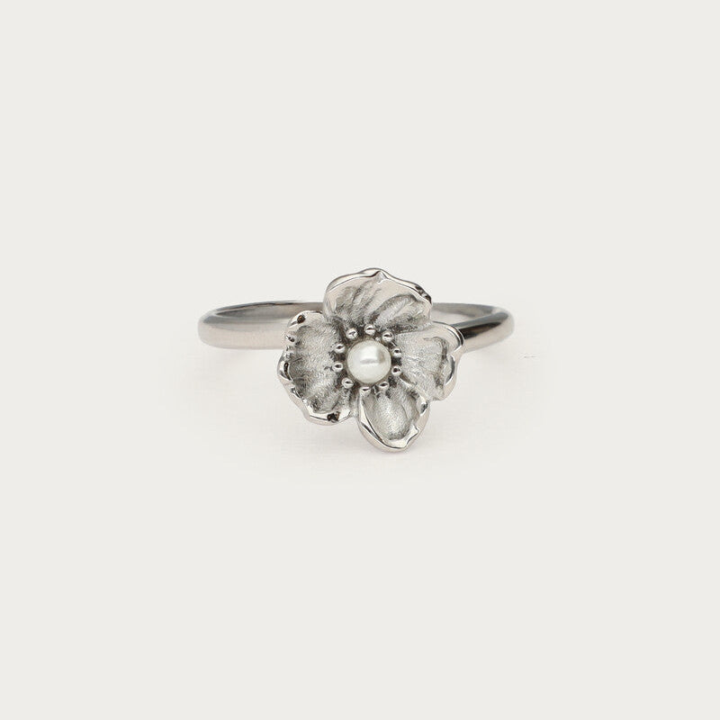 My Jewellery ring med valmueblomst i sølv