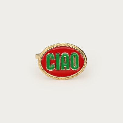 Rød Ciao-ring i rustfrit stål fra My Jewellery