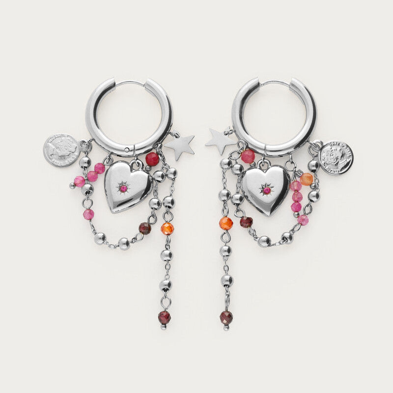 Sølv hoop-øreringe med hjerte og perler fra My Jewellery Starry Nights