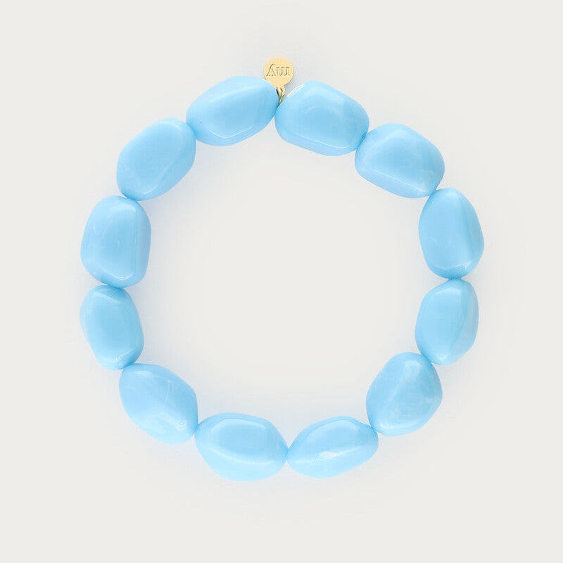Tropical blue elastic beaded bracelet