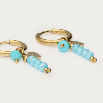 Tropical hoop earrings with blue beads detail