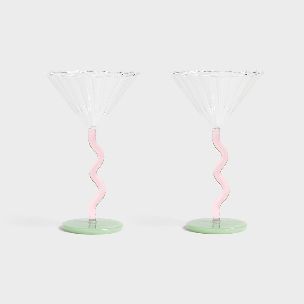 &Klevering Coupe Curve Pink Set Of 2 Cocktailglas Glas