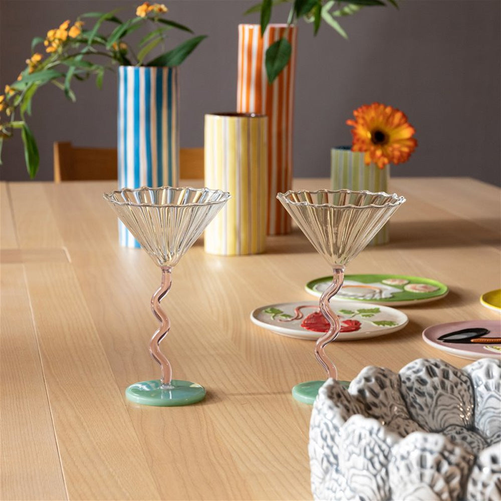 &Klevering Coupe Curve Pink Set Of 2 Cocktailglas Glas