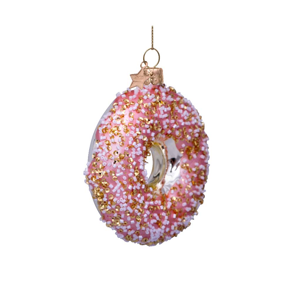 Vondels Ornament Gold/Pink Donut