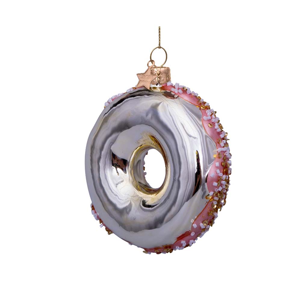 Vondels Ornament Gold/Pink Donut
