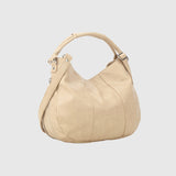 Beige skuldertaske set fra siden med justerbar rem