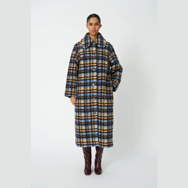 Stella Nova Long Wool Checked frakke i ternet mønster med flere farver