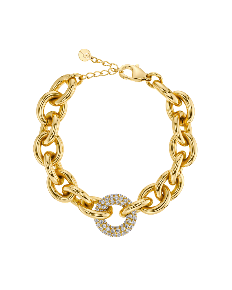 Edblad Prisma L armbånd i guld med glitrende zirkonia