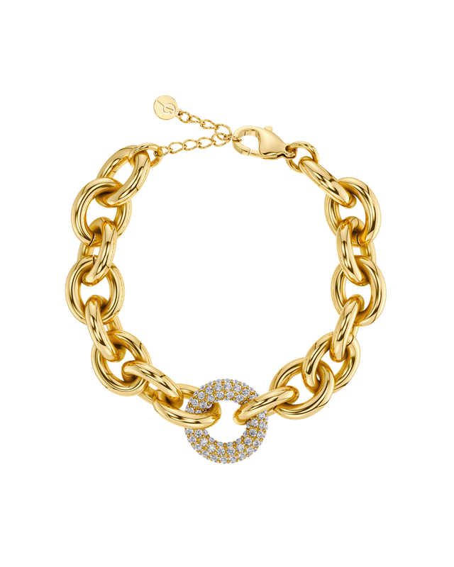 Edblad Prisma L armbånd i guld med glitrende zirkonia