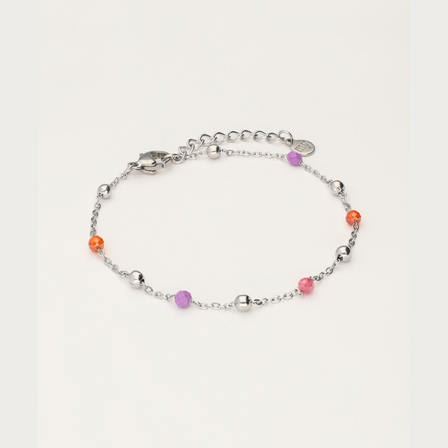 My Jewellery armbånd med pink, orange og lilla perler