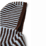 Damson Madder Strikket Tie Front Hood Blue & Choc Stripe
