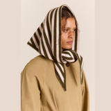 Damson Madder Triangle Scarf Olive & Pink Stripe