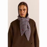 Damson Madder Strikket Tie Front Hood Blue & Choc Stripe