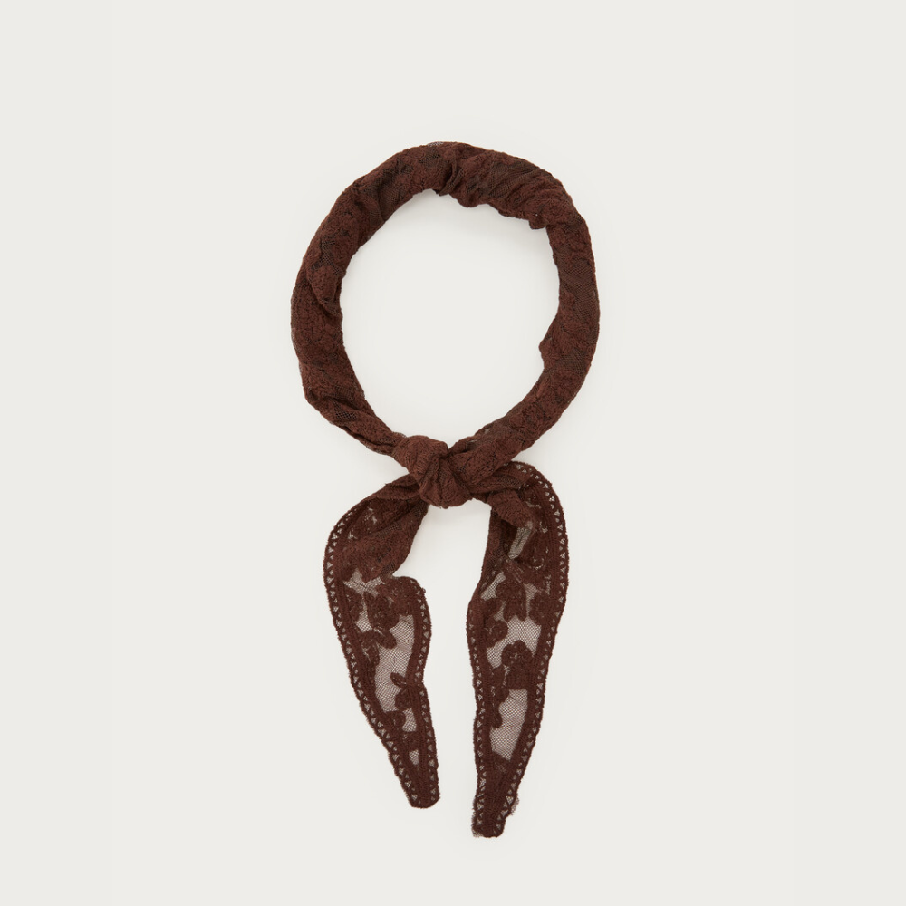 My Jewellery Tørklæde Med Blonder - Brun