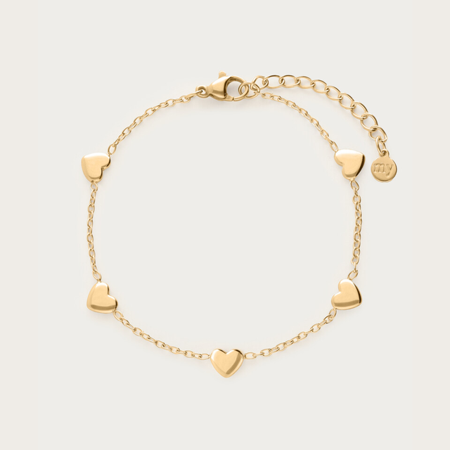 Guld armbånd med små hjerter fra My Jewellery 
