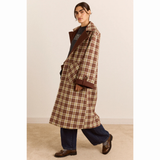 Damson Madder Reversible Longline Jerry Trench Chocolate