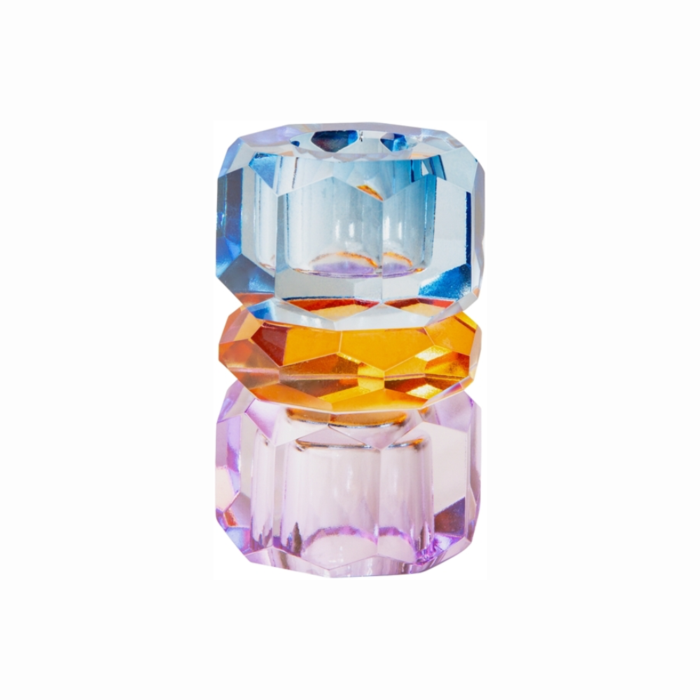 C'est Bon Krystal Lysestage Violet/Kobolt/Rav 7,5x4,5x4,5 cm #9