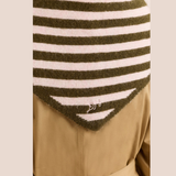 Damson Madder Triangle Scarf Olive & Pink Stripe