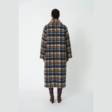 Stella Nova Long Wool Checked frakke med rund krave set bagfra.