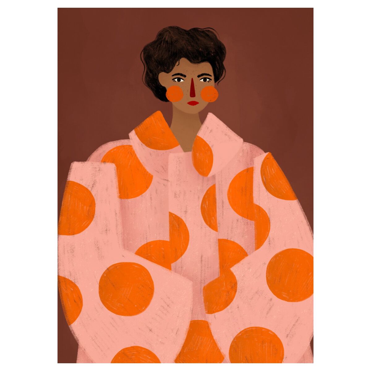 Plakat 'Woman With Orange Dots' af Bea Muller.