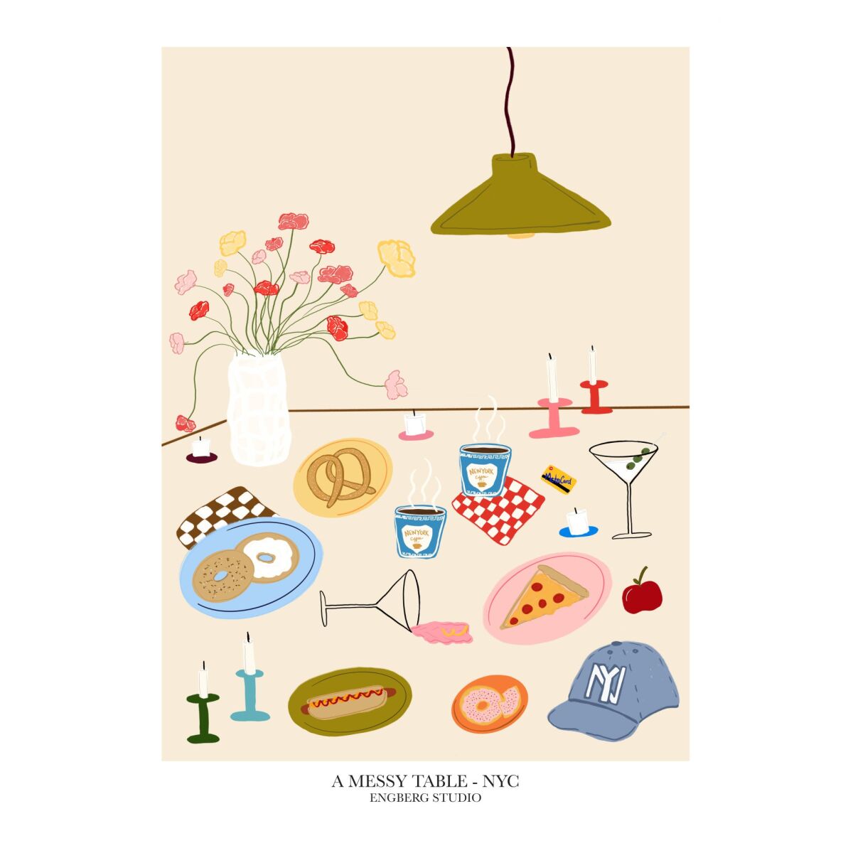 Plakat 'A Messy Table - NYC' af Engberg Studio.
