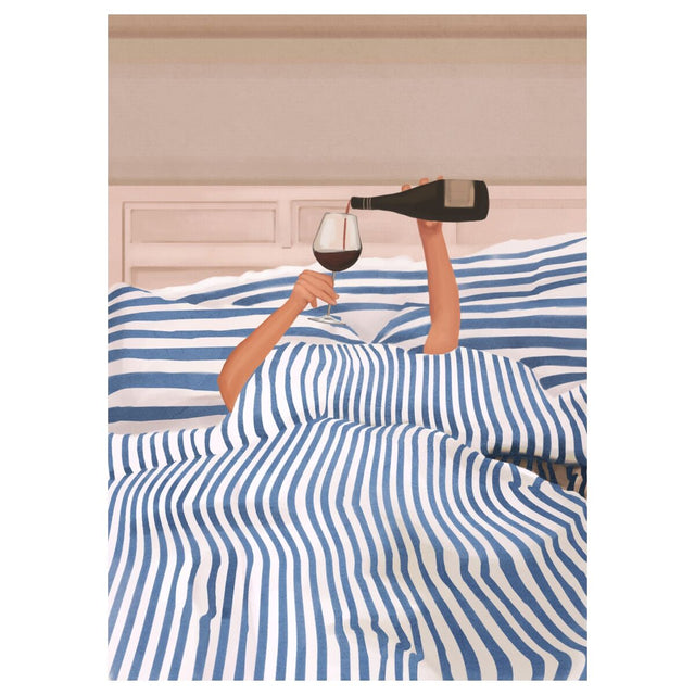 Plakat 'Wine in Bed' af Flow Line.