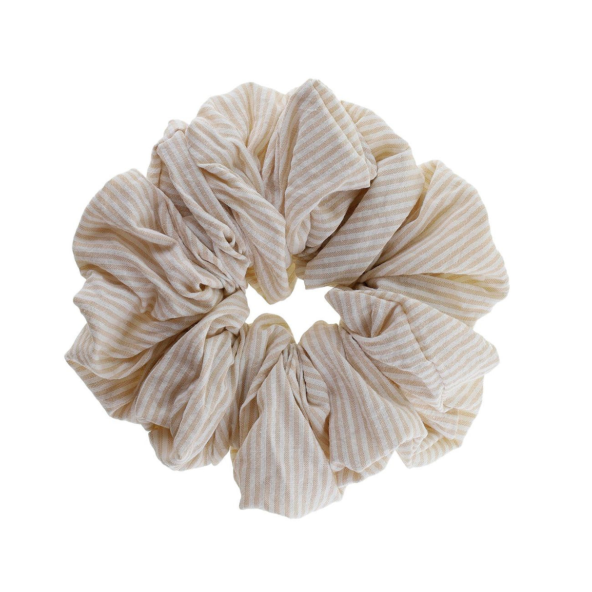 By Stær Isabella Scrunchie i beige/hvid strib