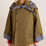 Damson Madder Jerry Crop Trench Coat Olive
