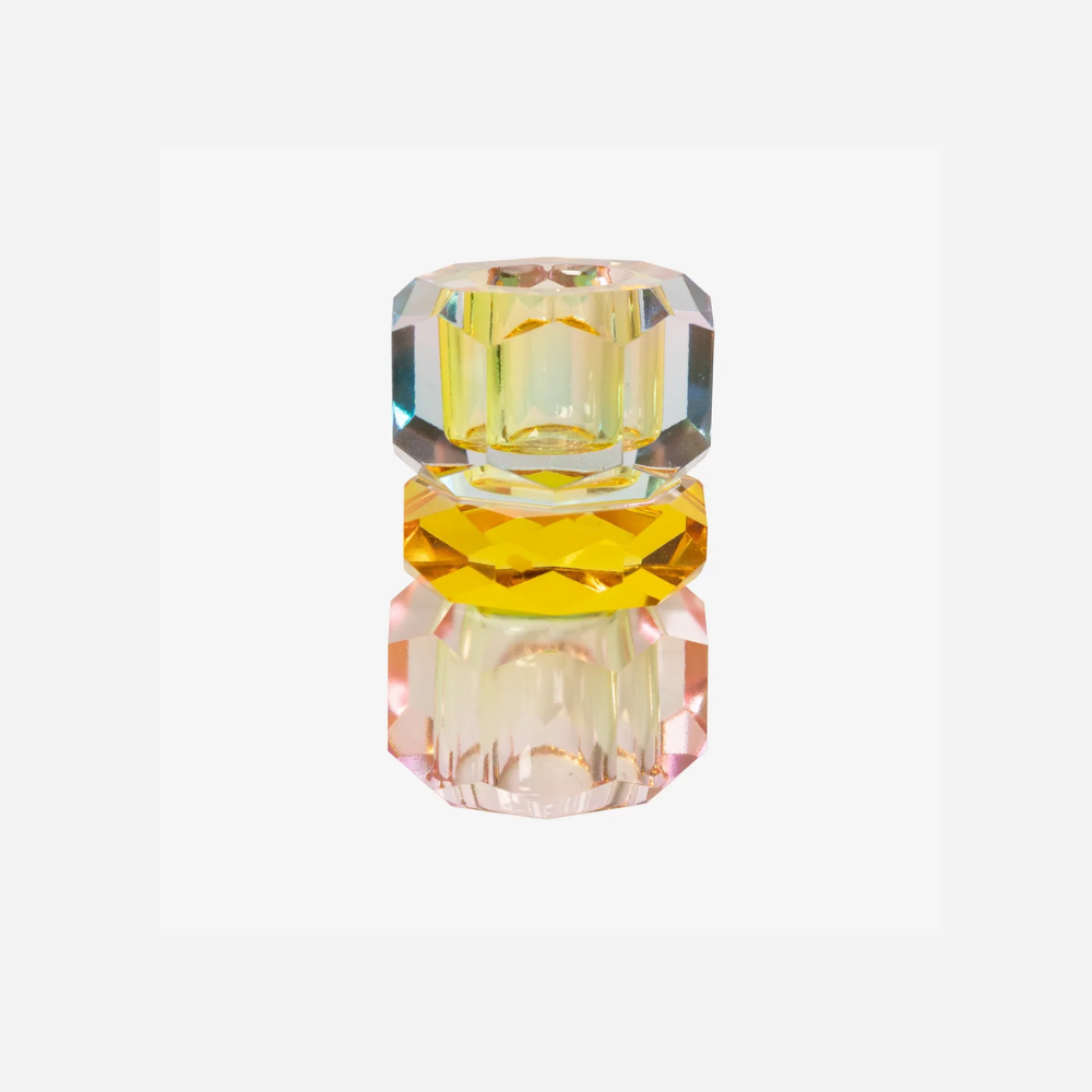 C'est Bon Krystal Lysestage Lysebrun/Smør/Mint 7,5x4,5x4,5 cm #31