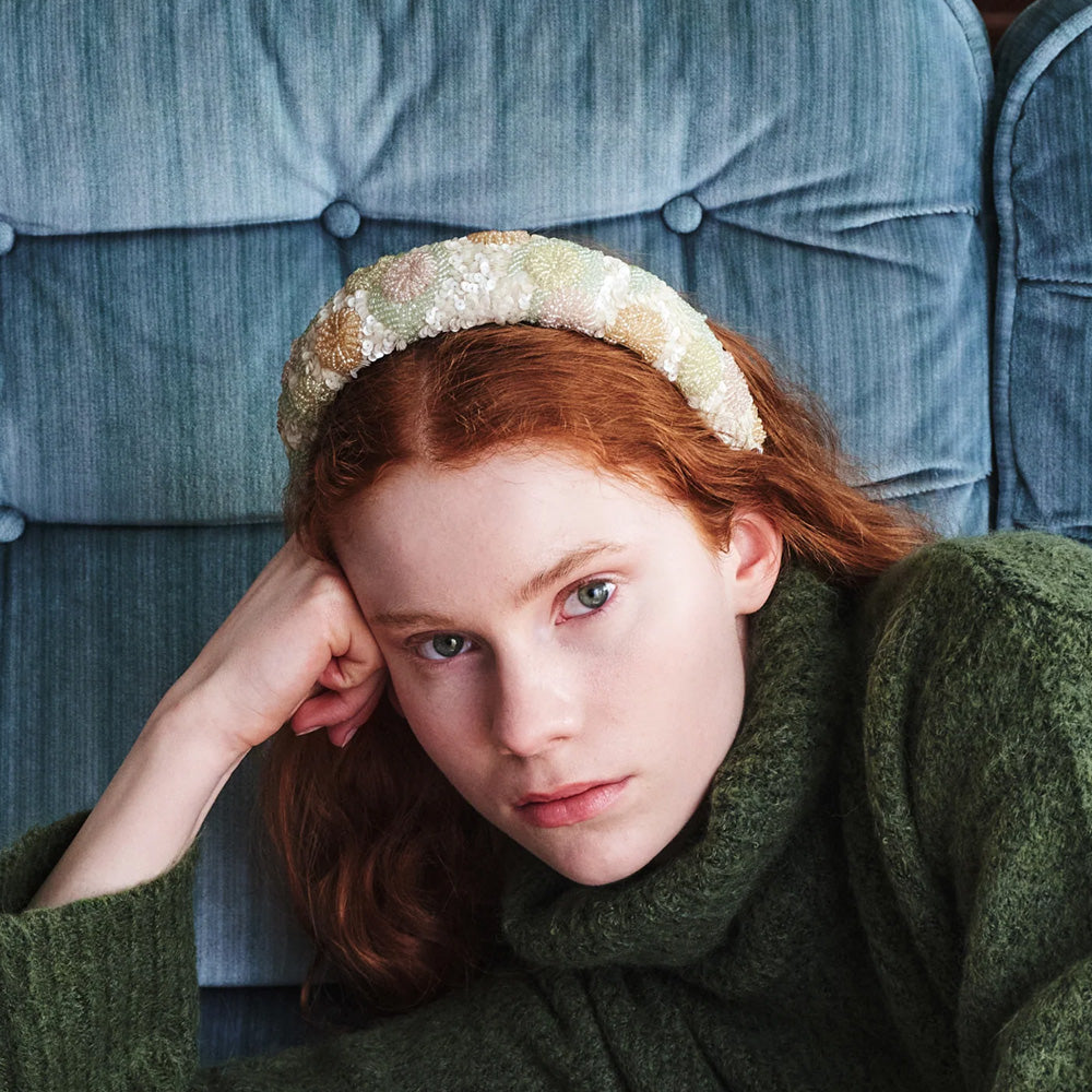 Beck Söndergaard Carna Wide Beaded Hairbrace Birch White