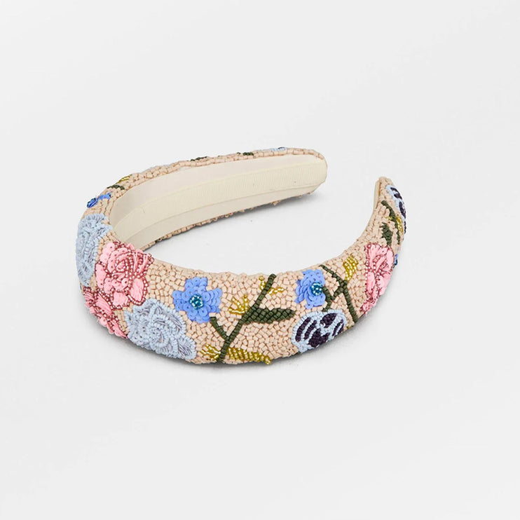 Beck Söndergaard Fleuriora Wide Beaded Hairbrace Beige Flower