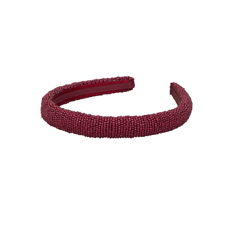 Beck Söndergaard Solid Slim Beaded Perle Hårbøjle Bordeaux