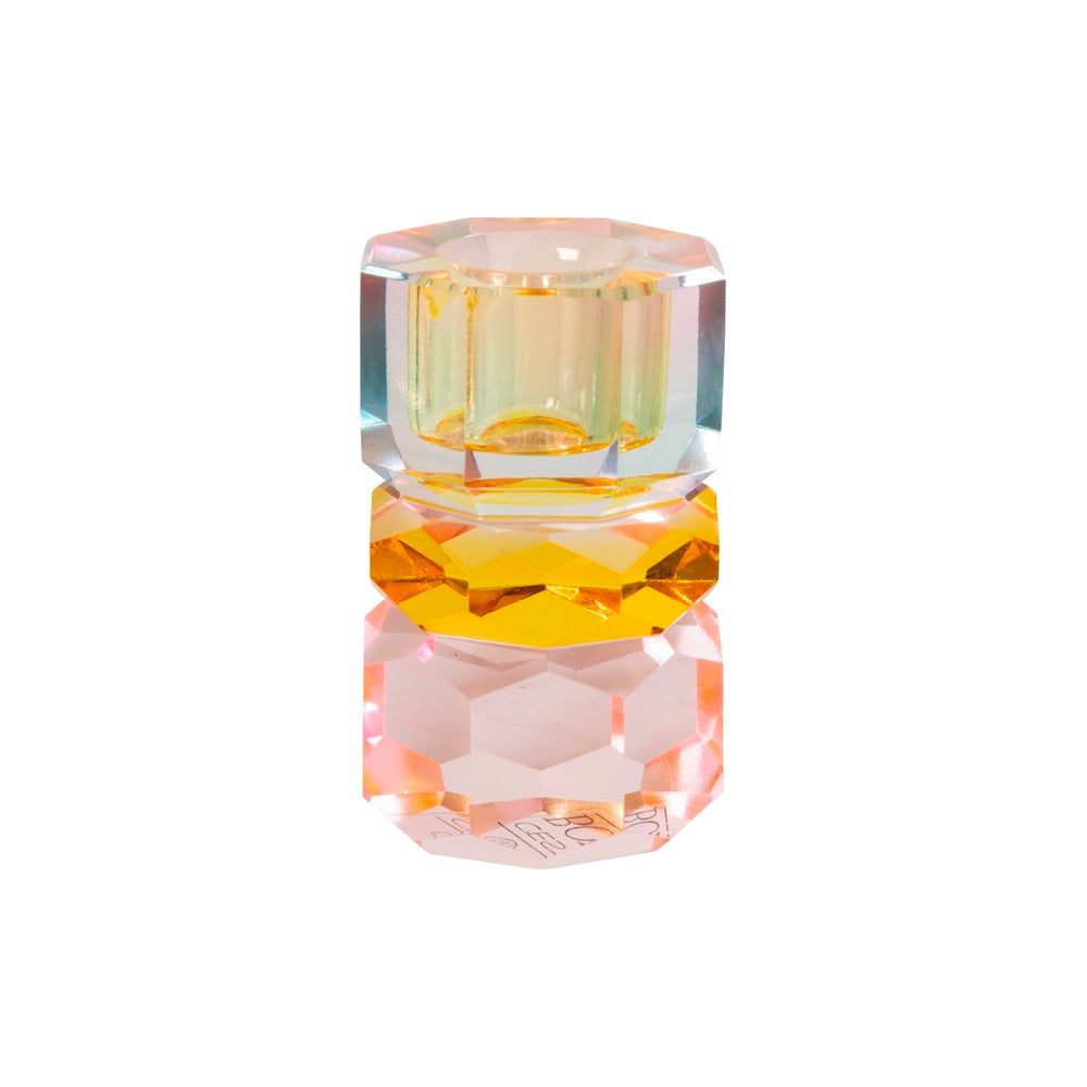 C'est Bon Krystal Lysestage Fersken/Gul/Klar 7,5x4,5x4,5 cm #20