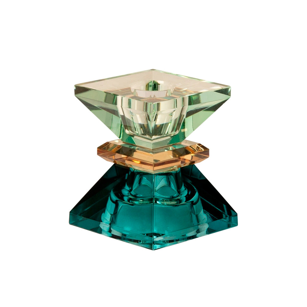 C'est Bon Krystal Lysestage Pyramide Petrol/Sand/Lys Mint 7,5x6x6 cm #13