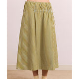 Damson Madder Caspia Midi Skirt Green Stripe