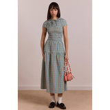 Damson Madder Ebba Midi Dress Picnic Blue Check