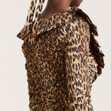 Damson Madder Harper Shirred Midi Dress Leopard